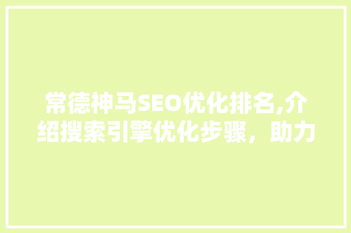 常德神马SEO优化排名,介绍搜索引擎优化步骤，助力企业线上崛起