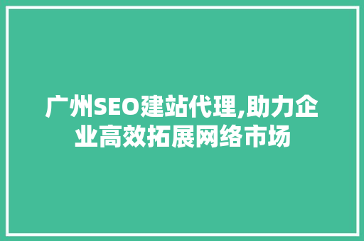 广州SEO建站代理,助力企业高效拓展网络市场