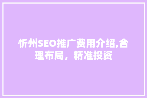 忻州SEO推广费用介绍,合理布局，精准投资
