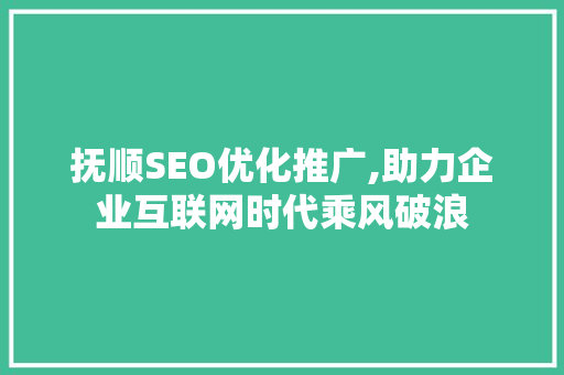 抚顺SEO优化推广,助力企业互联网时代乘风破浪