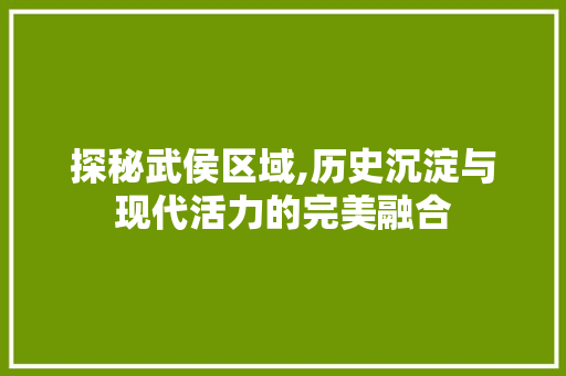 探秘武侯区域,历史沉淀与现代活力的完美融合