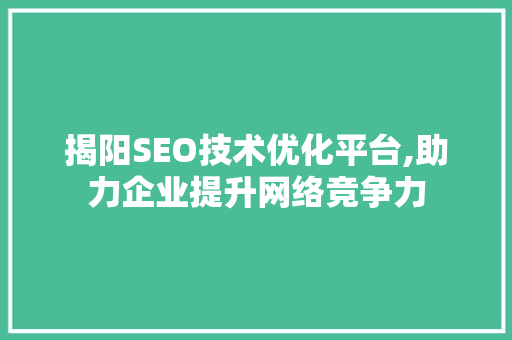 揭阳SEO技术优化平台,助力企业提升网络竞争力