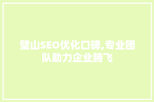 璧山SEO优化口碑,专业团队助力企业腾飞