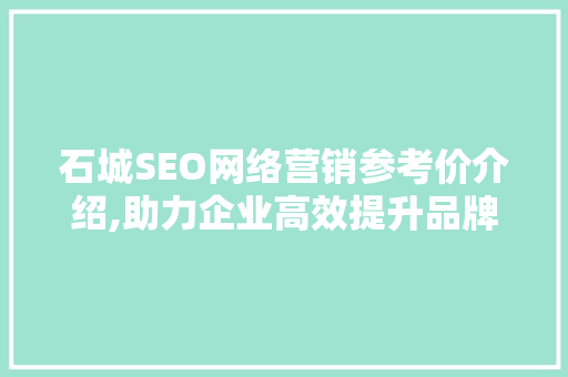 石城SEO网络营销参考价介绍,助力企业高效提升品牌影响力
