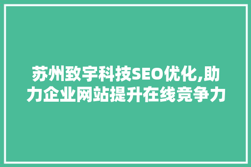 苏州致宇科技SEO优化,助力企业网站提升在线竞争力