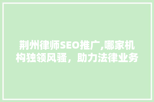 荆州律师SEO推广,哪家机构独领风骚，助力法律业务腾飞