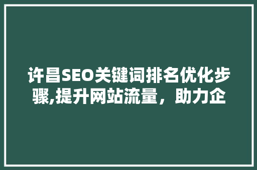 许昌SEO关键词排名优化步骤,提升网站流量，助力企业腾飞