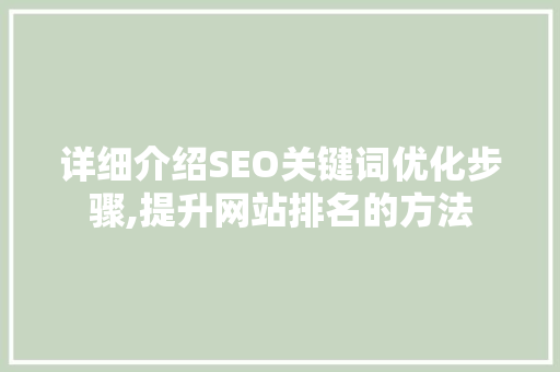 详细介绍SEO关键词优化步骤,提升网站排名的方法