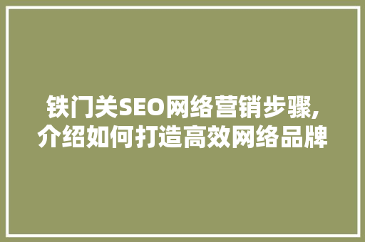 铁门关SEO网络营销步骤,介绍如何打造高效网络品牌