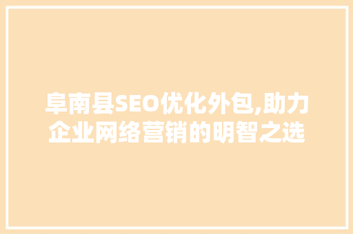 阜南县SEO优化外包,助力企业网络营销的明智之选