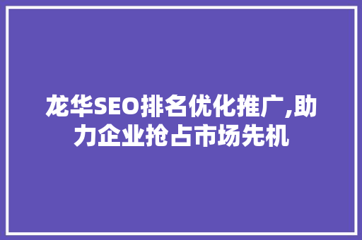龙华SEO排名优化推广,助力企业抢占市场先机