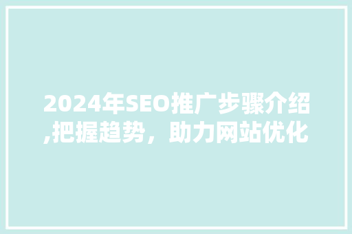 2024年SEO推广步骤介绍,把握趋势，助力网站优化