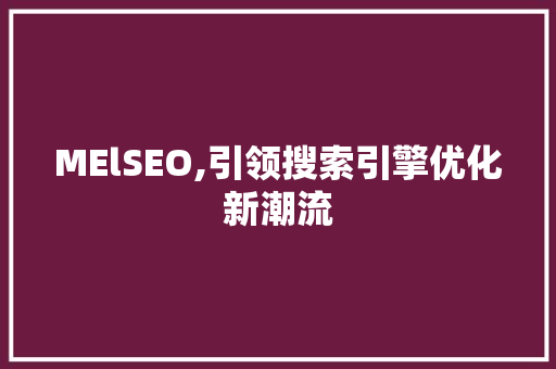 MElSEO,引领搜索引擎优化新潮流