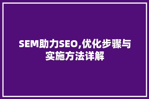 SEM助力SEO,优化步骤与实施方法详解