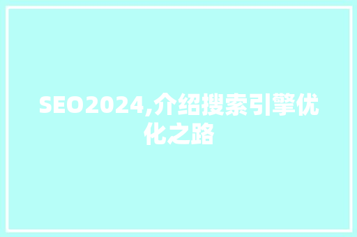 SEO2024,介绍搜索引擎优化之路