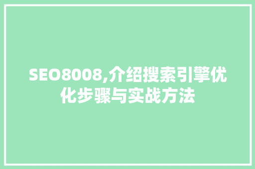 SEO8008,介绍搜索引擎优化步骤与实战方法
