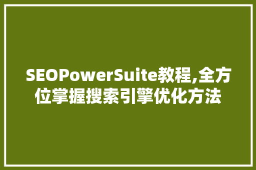 SEOPowerSuite教程,全方位掌握搜索引擎优化方法