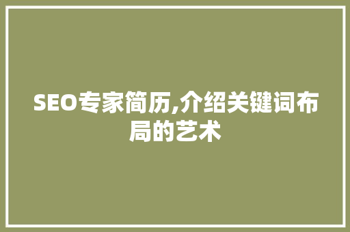 SEO专家简历,介绍关键词布局的艺术