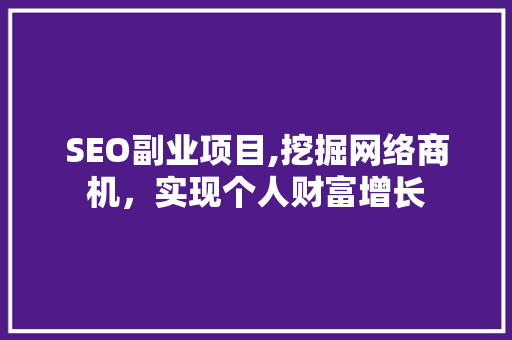 SEO副业项目,挖掘网络商机，实现个人财富增长