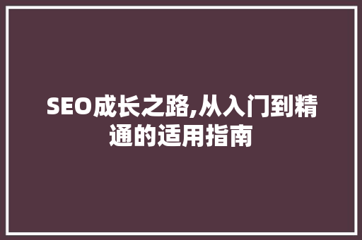 SEO成长之路,从入门到精通的适用指南
