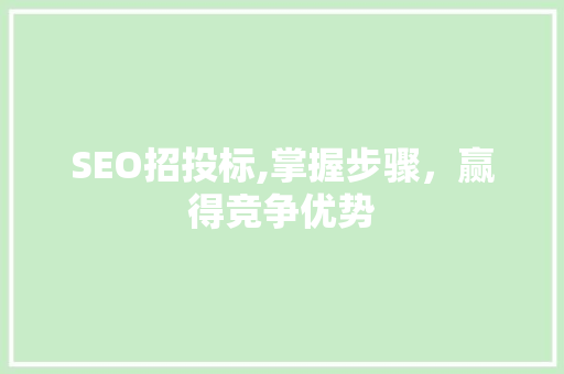 SEO招投标,掌握步骤，赢得竞争优势