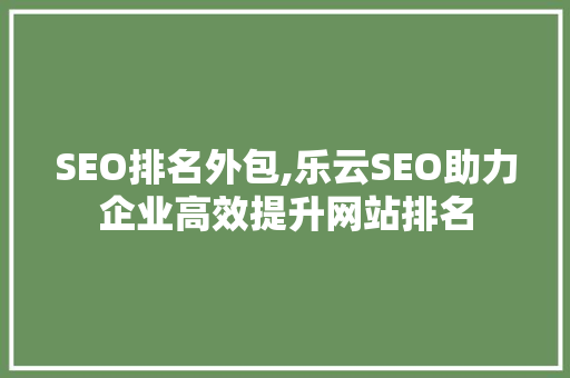 SEO排名外包,乐云SEO助力企业高效提升网站排名