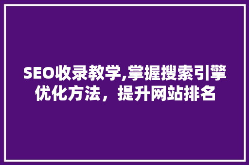 SEO收录教学,掌握搜索引擎优化方法，提升网站排名