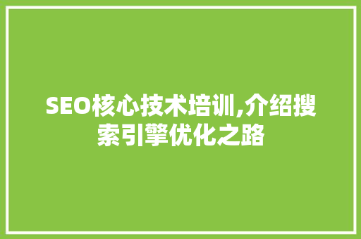 SEO核心技术培训,介绍搜索引擎优化之路