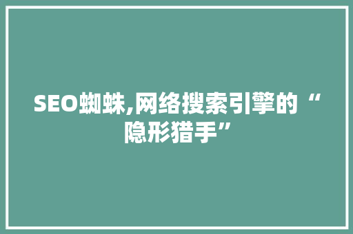 SEO蜘蛛,网络搜索引擎的“隐形猎手”