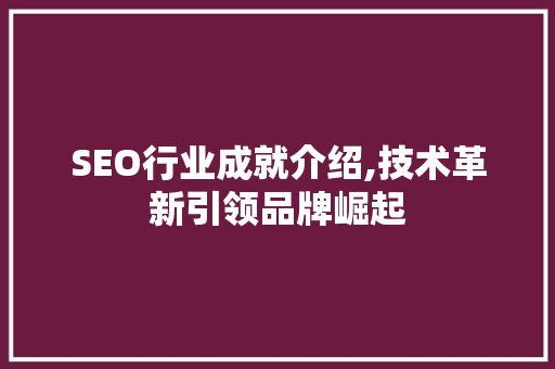 SEO行业成就介绍,技术革新引领品牌崛起