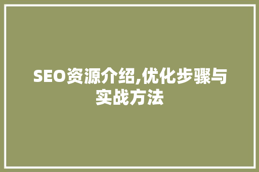 SEO资源介绍,优化步骤与实战方法