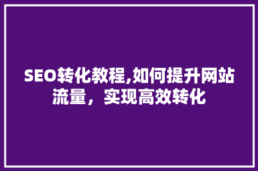 SEO转化教程,如何提升网站流量，实现高效转化