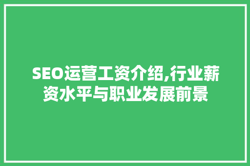 SEO运营工资介绍,行业薪资水平与职业发展前景