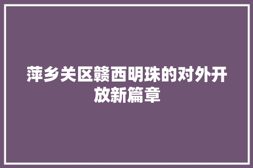 萍乡关区赣西明珠的对外开放新篇章