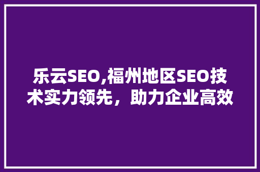 乐云SEO,福州地区SEO技术实力领先，助力企业高效提升网络竞争力
