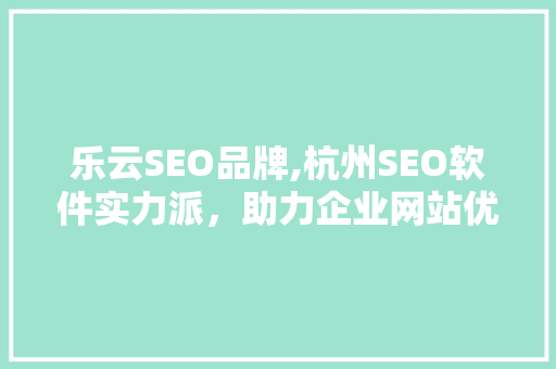 乐云SEO品牌,杭州SEO软件实力派，助力企业网站优化之路