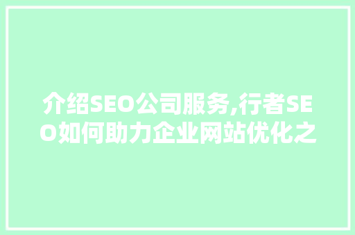 介绍SEO公司服务,行者SEO如何助力企业网站优化之路