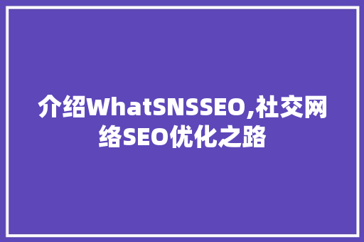 介绍WhatSNSSEO,社交网络SEO优化之路