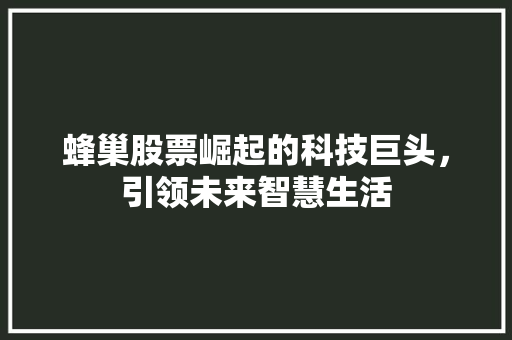 蜂巢股票崛起的科技巨头，引领未来智慧生活