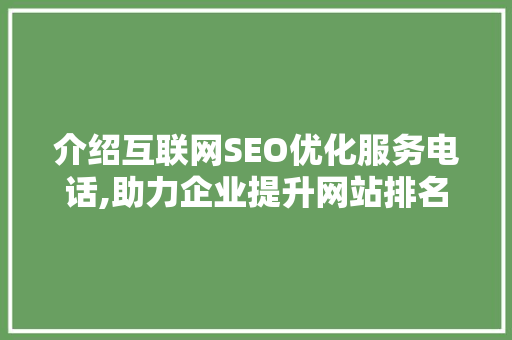 介绍互联网SEO优化服务电话,助力企业提升网站排名的秘密武器
