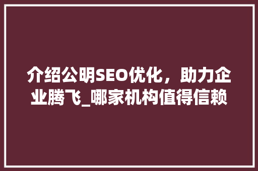 介绍公明SEO优化，助力企业腾飞_哪家机构值得信赖