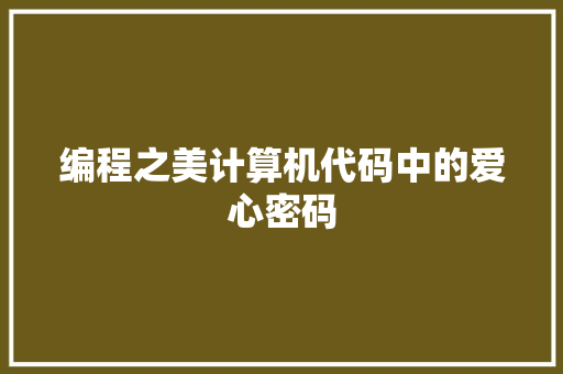 编程之美计算机代码中的爱心密码