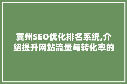 冀州SEO优化排名系统,介绍提升网站流量与转化率的方法
