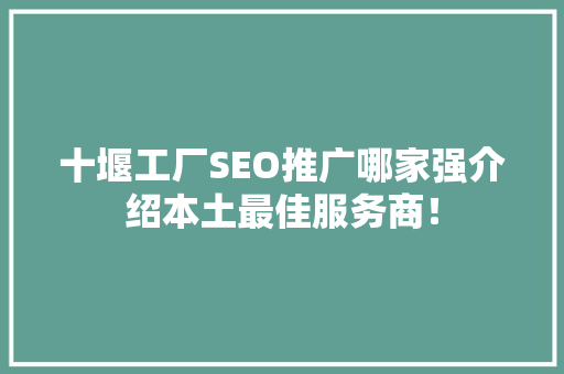 十堰工厂SEO推广哪家强介绍本土最佳服务商！