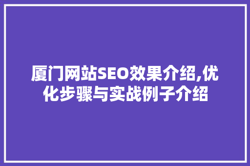 厦门网站SEO效果介绍,优化步骤与实战例子介绍