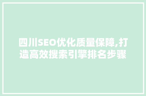 四川SEO优化质量保障,打造高效搜索引擎排名步骤