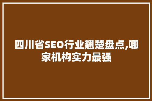 四川省SEO行业翘楚盘点,哪家机构实力最强
