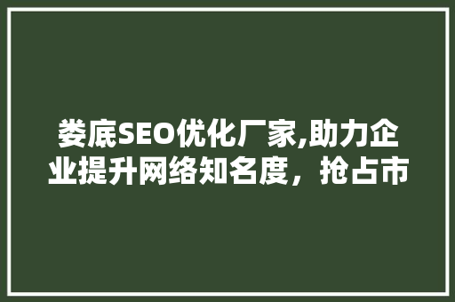 娄底SEO优化厂家,助力企业提升网络知名度，抢占市场先机