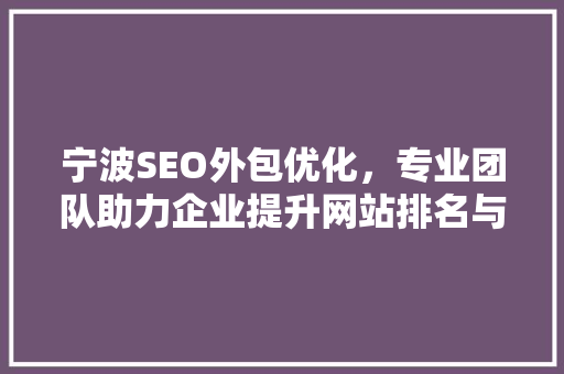 宁波SEO外包优化，专业团队助力企业提升网站排名与流量
