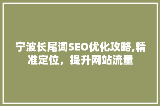 宁波长尾词SEO优化攻略,精准定位，提升网站流量
